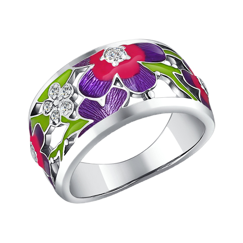 Кольцо с цветной эмалью